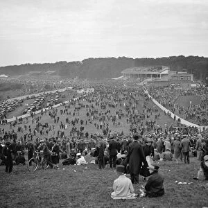 Goodwood racecourse, Sussex, England. The scene from Trundles Hill
