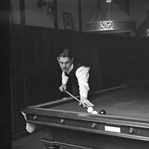 H F E Coles, the Cardiff billiards player at Thurstons 17 February 1927