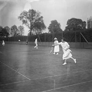 Hard court lawn tennis tournament at Hurlingham. Lady Beaverbrook playing in the