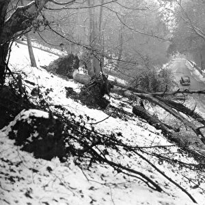 Heavy snow falls on 26th April 1950 The scene at Polhill, Kent after the heavy fall
