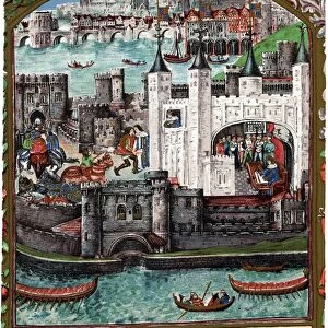 HISTORY OF BRITAIN - TOWER OF LONDON - HENRY VII, Nineteenth century lithographic print