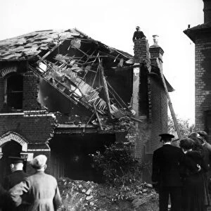 Home front 1940. House in the residential area of Bexley badly hit during the German