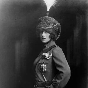 Honorary Colonel of her husbands Regiment. The Crown Princess of Rumania, photographed