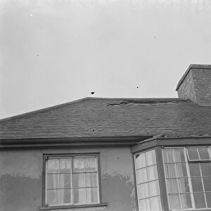 A house damaged by lightning in St Mary Cray, Kent. 1939