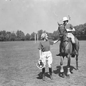 Hurlingham Ladies Polo. Hon Mrs Murrsey ( mounted ) and Hon Mrs Gurdon ( Grimsthorpe