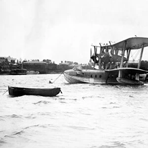 Imperial Airways flying boat Swanage moored at Southampton ready for her flight to