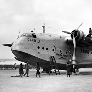 Imperial Airways latest Empire flying boat Capella being prepared at Southampton