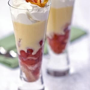 Individual strawberry trifle in tall glasses credit: Marie-Louise Avery / thePictureKitchen