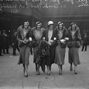 Joan, June, Jane and Jean with Mrs Gilmartin photographed at Paddington Station