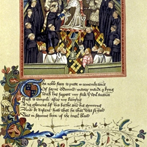 John Lydgate (c. 1370-c. 1450) presenting his poem to the King