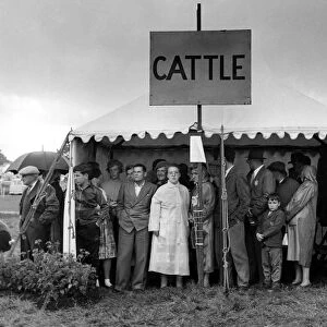 Kent. Edenbridge Agricultural Show. August 1960 Visitors sheltering from the rain