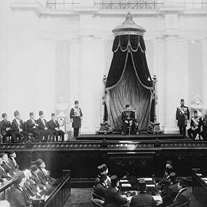 King Fuad I opened the new Egyptian Parliament in State, amidst impressive scenes