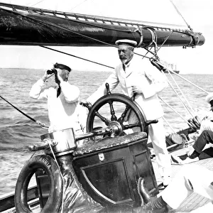 King George V as captain of his yacht Britannia which he frequently sailed at Cowes
