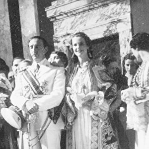 King Zog and his Queen at reception in Tirana, 10th anniversary of Kings proclamation, celebrated