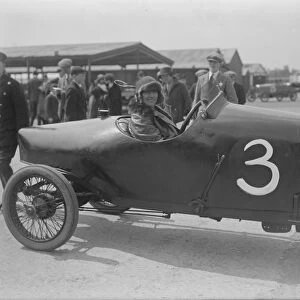 Ladies motor race at Brooklands. Mrs Dagar Andre in ladies handicap. 29 April 1922