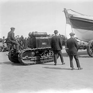 Launching the Lifeboat at Worthing by Motor Tractor. 1920s, 1930s