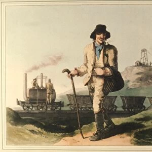 A Leeds miner and Bienkinsop loco (aquatint)
