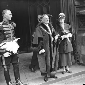 The Lord Mayor elect, Sir Percy Vincent with Lady Vincent seen at the House of Lords