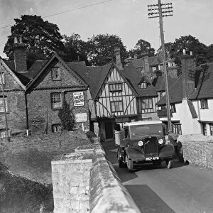 A lorry crossing the stone bridge at Aylesford, Kent. 1935