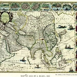 Map of Asia by J Blaeu. 1632