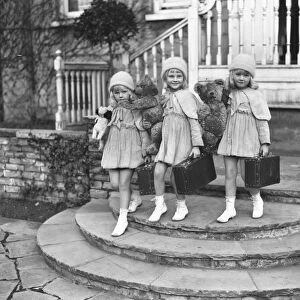 The Mawby triplets; the Misses Angela, Claudine and Claudette Mawby, daughters of Captain Mawby