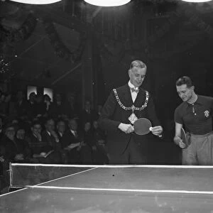 The Mayor of Dartford takes on a ping pong champion. 13 December 1935