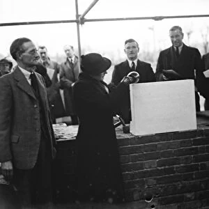 The Mayoress of Woolwich, Mrs Berry, lays the foundation stone. 25 January 1936