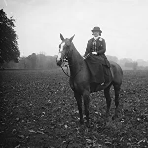 Meet of Leconfield Hounds at Petworth House, Sussex. The Countess de Pelet, a