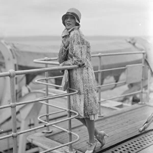 Mexican film star in England. Signora Dolores de Rio on the boat at Plymouth. 24