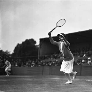 Miss Helen Wills playing at the Beckenham Tennis Tournament. 1927