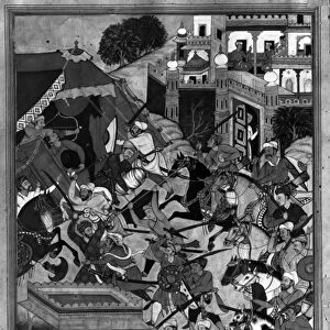 Mogul Akbar Period c 1590 From the Akbarnamah Manuscript Assassination of Bairam