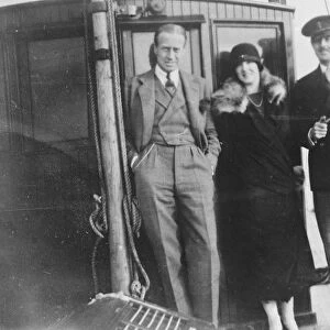 Motor yacht Adelaute. Captain and Mrs Wessel and a visitor on board. 8 October 1924