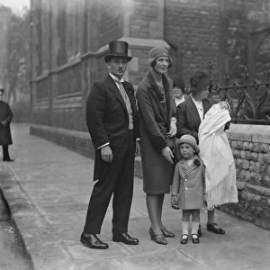 Mr and Mrs Robin Grosvenor with their small son and infant daughter after the latter