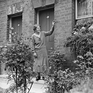 Mrs Annie Longhurst, window box prize winner at Crockenhill. 1938