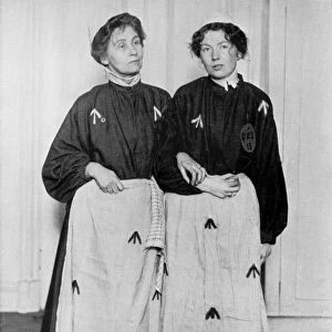 Mrs Emmeline Pankhurst and Miss Christabel Pankhurst in their prison clothes