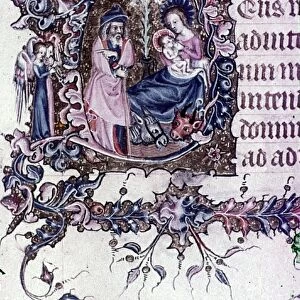 Nativity, Joseph with musical angels. English Illumination in 13th and 14th Cent