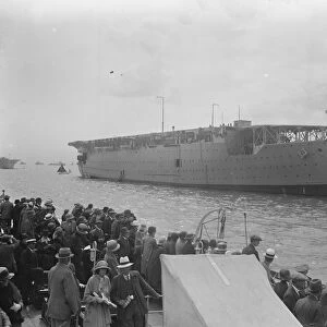 Naval review at Spithead. HMS Argus, the famous seaplane carrier. 25 July 1924