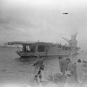 Naval review at Spithead. HMS Hermes, the famous seaplane carrier. 26 July 1924