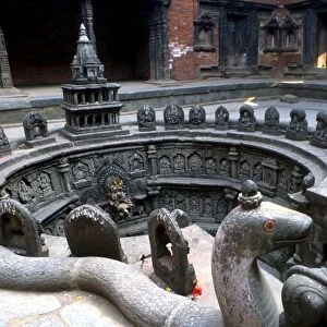 NEPAL - Patan The sunken royal bath of the Tusha Hiti, at Patan, dated to 1670