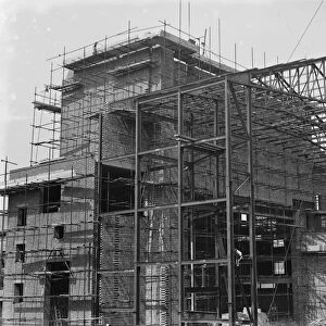 New Gaumont cinema being built on the High Street in Bromley, London. 1936