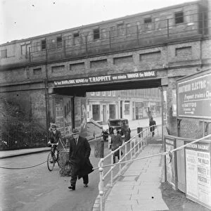 The new railings on Sidcup rail bridge in Kent. 1937