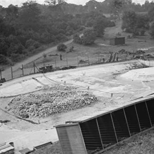 A new swimming pool under construction in Barnehurst, Kent. 1938
