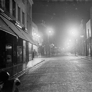 A nightime view of the new street lighting in the high street in Dartford, Kent