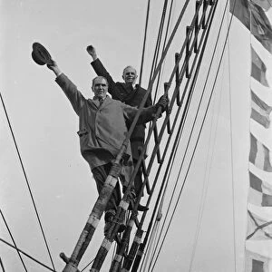Old salts visit the Cutty Sark in Greenhithe, Kent. Captain R J Woodget and Captain