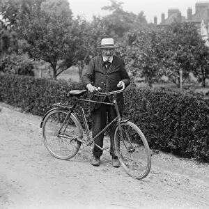 The oldest cyclist in the world Mr Charles Tulley of Hassocks Surrey who at the