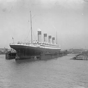 Olympic enters Southamptons huge floating dock 12 July 1924
