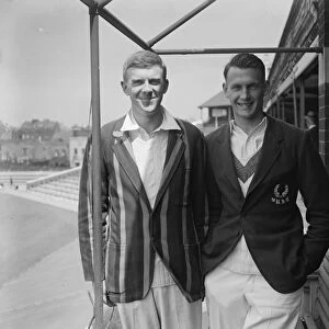 Oxford University cricketer s. W M McBride ( left ) and W G Kalaugher. June 1928