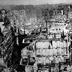 A panoramic view of one of the badly bombed areas of the city of London taken
