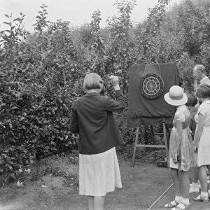 Petts Wood fete in Kent. A darts game. 1937