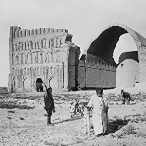 Picturesque Babylon ruins on the Euphrates river. The photograph shows Ctesiphon